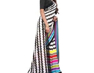 Vibrant Striped Saree