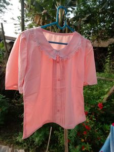 Peach Puff Sleeve Blouse