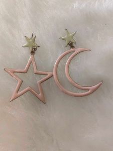 Cute Pink Moon & Star Earrings