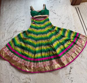 Green Yellow Ethnic Designer Lehenga Choli Set