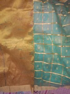 Elegant Teal &amp; Gold Saree