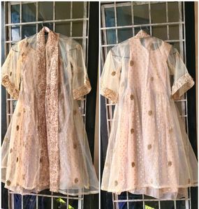 Very Amazing Frock With Net Shrug Set