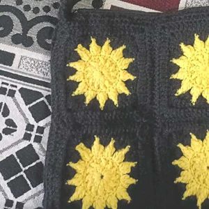 Handmade Crochet Sun Flower Sling Bag