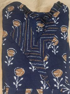 Navy Floral Print Kurta