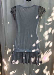 341110. Grey Embellished Graphic Print Top