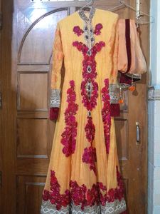Stunning Yellow &amp; Pink Gown Choli