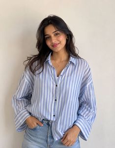 Blue Striped Button-Up Shirt