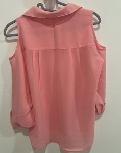 Chic Pink Cold Shoulder Blouse