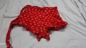 Zara Red Floral Ruffle Wrap Skort