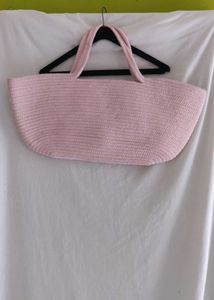 Chic Pink Woven Tote Bag(handmade)