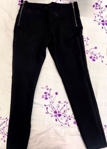Black High-Waist Leggings both side zipper
