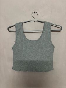 ZARA Grey Ribbed Crop Top – Size S