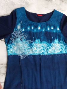 Elegant Blue Embroidered Kurti