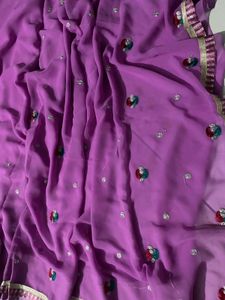 Beautiful Lavender Embroidered Saree