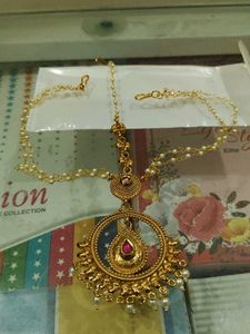 Exquisite Maangtika with Red Stone