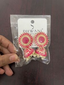 Fuschia pink Jhumka Earrings