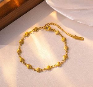 Anti Tarnish Gold Heart Charm Bracelet