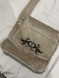 Velvet Crossbody Bag with Embroidery
