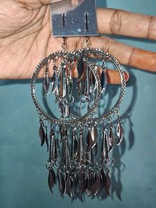 Unique Silver Tone Hoop Earrings