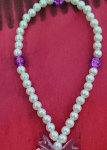 Pearl and purple crystal beaded phone charm