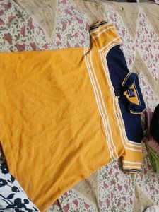 Men's Orange &amp; Navy Striped Polo Shirt