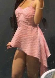 Chic Pink Gingham Peplum Dress