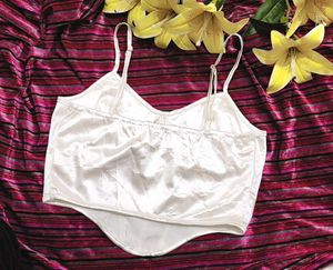 White Cami satin shein Corset Top