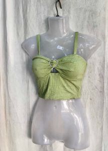 5329. Cute Ribbed Heart Crop Top
