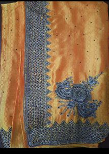 Embellished Yellow And Grey Saree