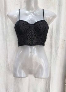 28158. Sheer Leopard Print Corset Top