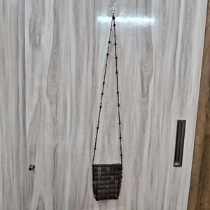 Unique Wood Beaded Crossbody Bag