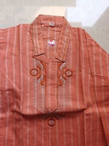 Boy's Striped Embroidered Kurta set