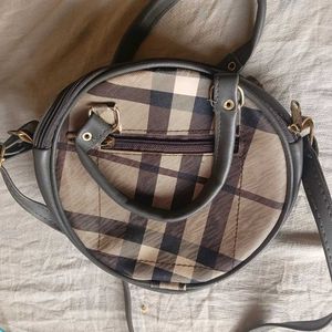 Circular Plaid Crossbody Bag