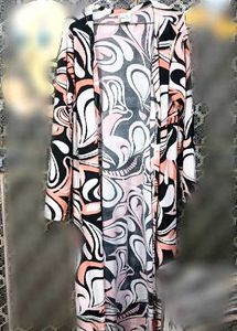 Abstract Print Open Front Duster Shurg