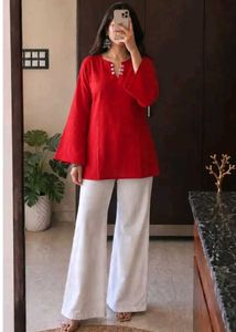 ✨ Scarlet Grace Co-ord Set ✨Stylish Red Kurta With
