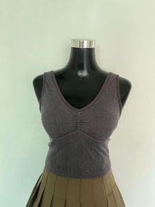 Chic Grey Ruched Tank Top