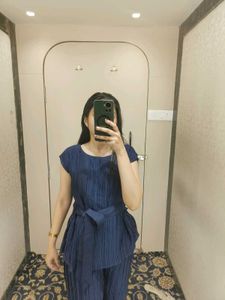 Elegant Navy Pleated Kurta Set