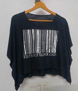 Black Graphic Print Oversized T-Shirt