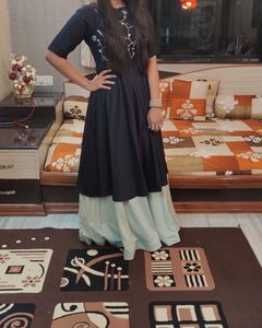 Elegant Navy Blue Anarkali Gown