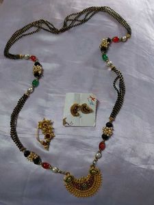 Traditional Mangalsutra with Earrings and nath