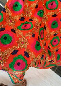 Embroidered Orange Kurta