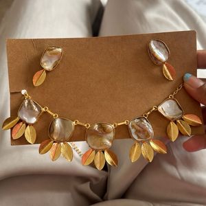 Boho Chic Mother of Pearl Necklace & Earrings Set
