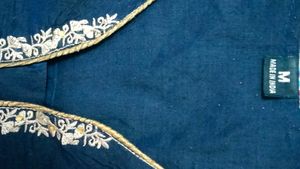 Navy Blue Kurti With Golden Embroidery