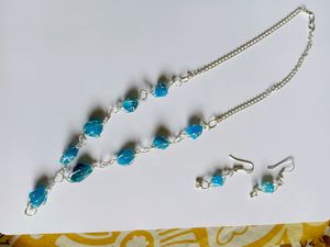 Stone Necklace With Bracelet And Earrings