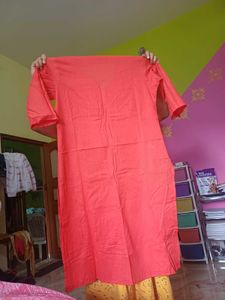 Women's Coral Cotton Kurta