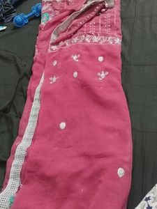 Elegant Pink Embroidered Saree