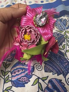 Exquisite Floral Hair Clip with Gem
