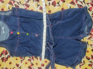 Denim Romper with Colorful Buttons