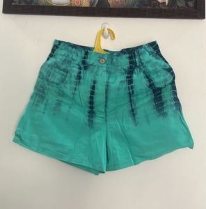 Boho Tie-Dye Teal Shorts