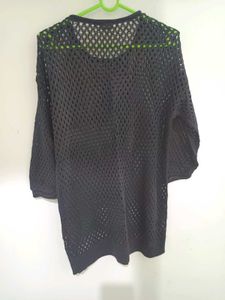 Black Mesh Knit Top